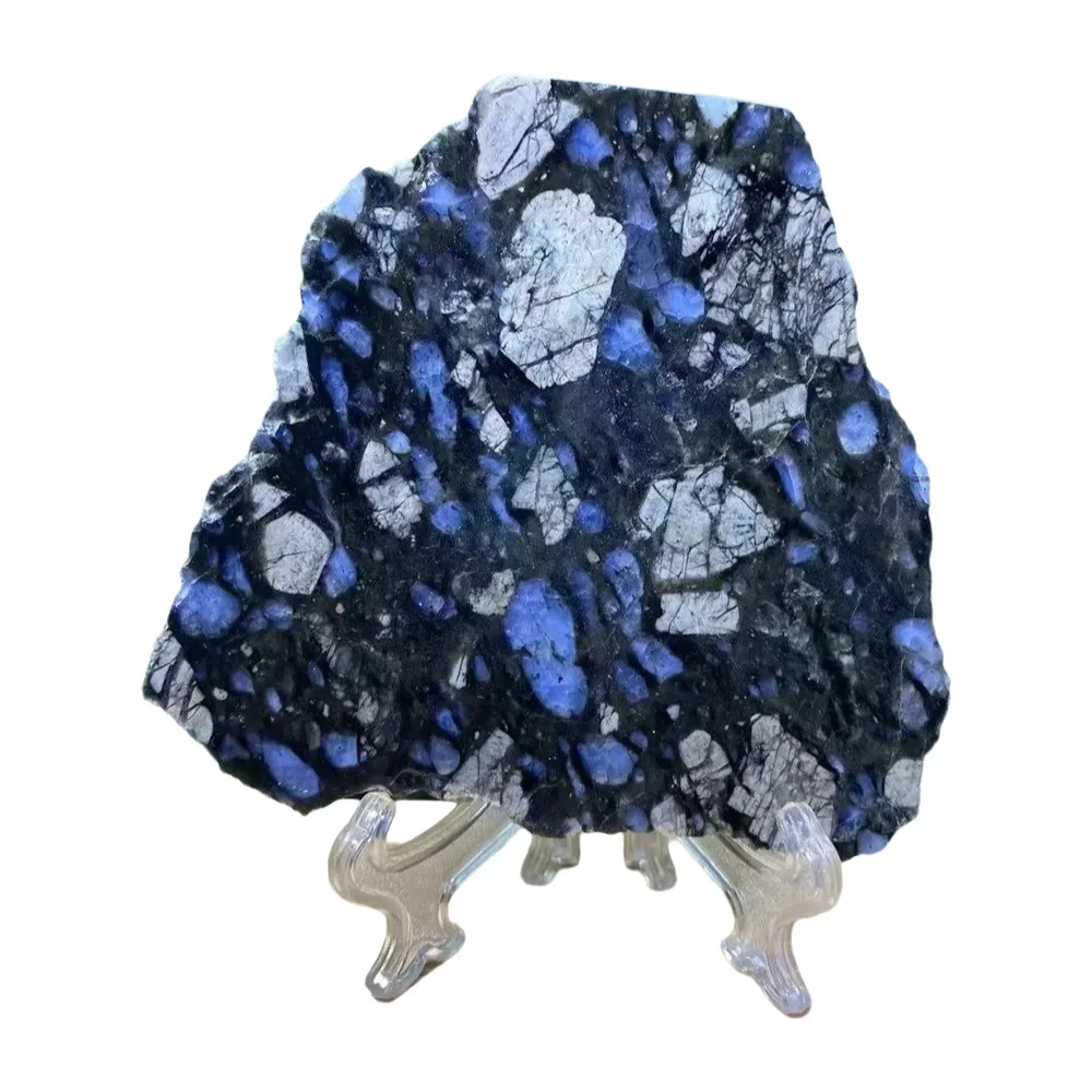 Stone Blue Glaucophane Crystal Natural Slab  Quartz Reiki Slice Minerals Specimen Gemstones Healing Home Decoration