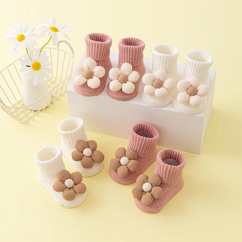 Flower Baby Mid tube Floor Socks Male and Female Baby Anti slip Socks Spring and Autumn Newborns Leg socks for 1-3 years old