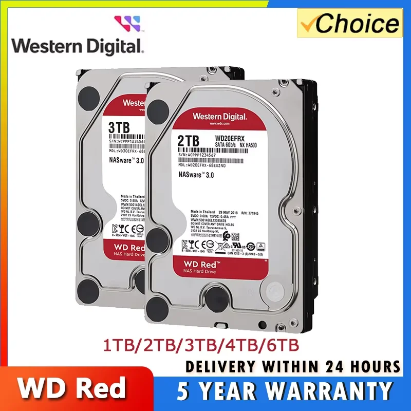 WD Red 4TB 2TB 3TB Red NAS Hard Disk Drive 3.5" 6TB Internal Hard Drive 5400RPM SATA 6Gb/s 64MB Cache For Desktop