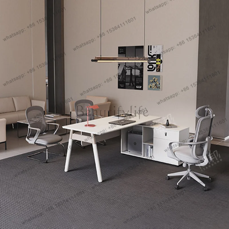 LJY Minimalist Aesthetic Office Desk Modern Decoration Lshaped Reception Crafts Office Desk Wooden Design Ufficio Salon Furnitur