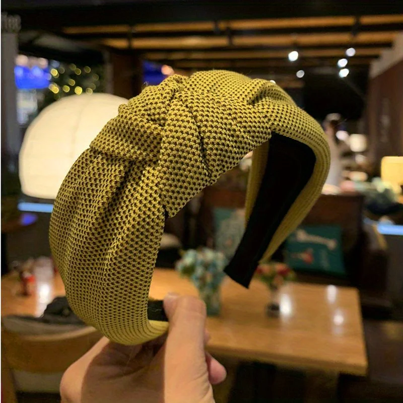 

Adjustable Retro Knot Wide Headband Non-Slip Monochrome Hair Wrap for Women Skincare Spa Daily Use