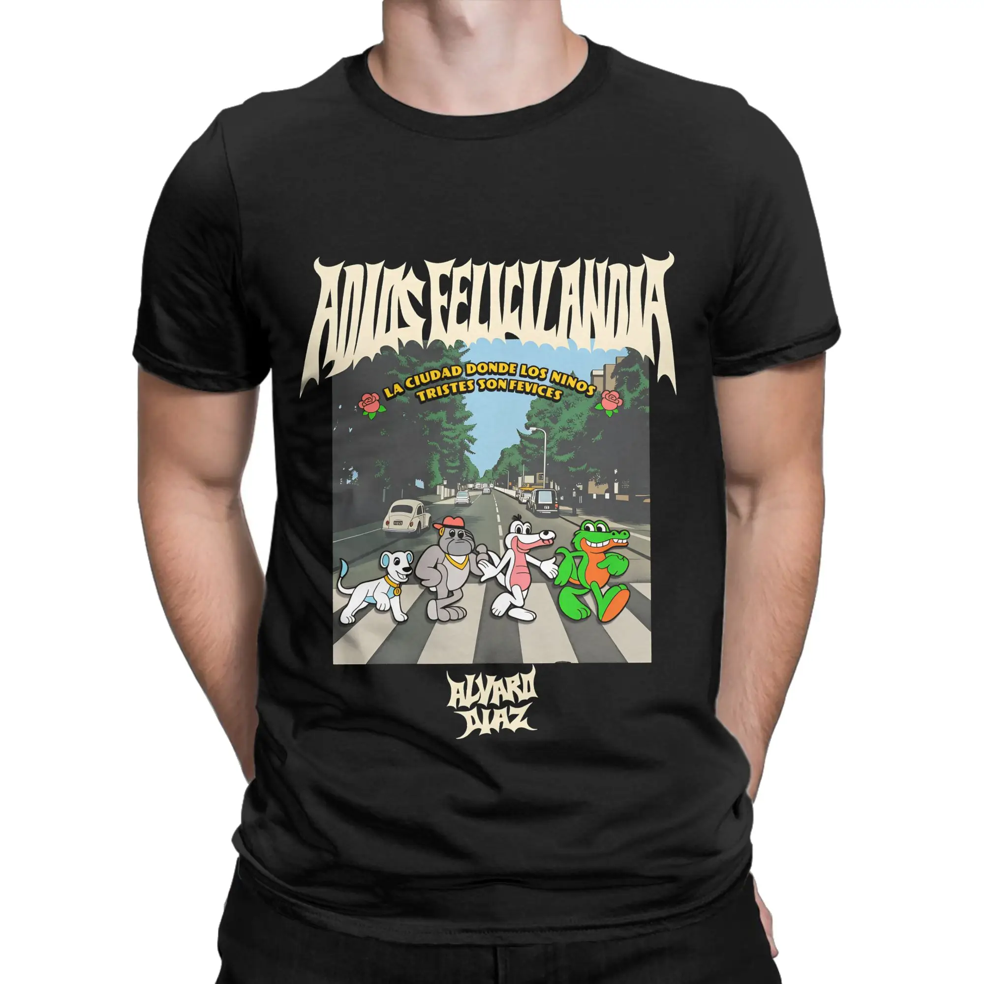 Camiseta informal ALVARO DIAZs para hombre, camiseta de algodón con cuello redondo, camiseta de manga corta, ropa de talla grande
