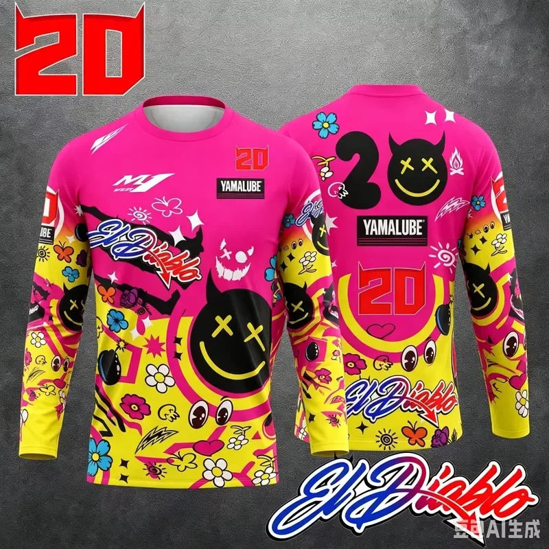 3D Long Sleeve Devil Smiley Graffiti Racing Number T Shirt 2026 Breathable Quick Dry Motocross Sports Casual Top Family