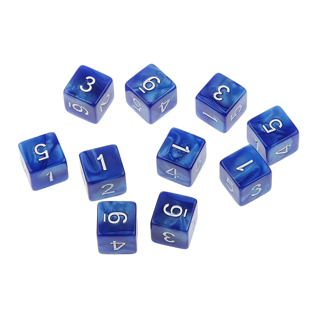 Dés numériques polyèdres D6 à 6 faces, pour le jeu, 10 pièces