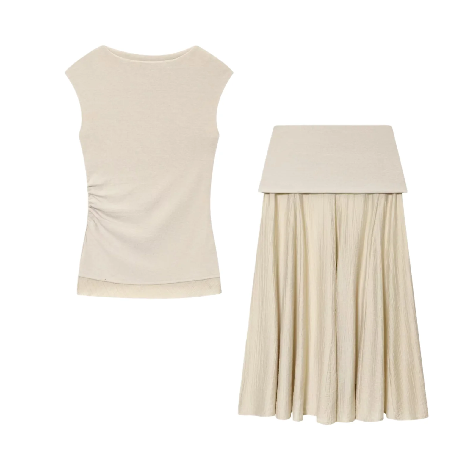 Bsay conjunto de saia 2 peças terno roupas femininas moda 2025 outono novas saias plissadas retalhos ou macio chique senhoras topos mujer