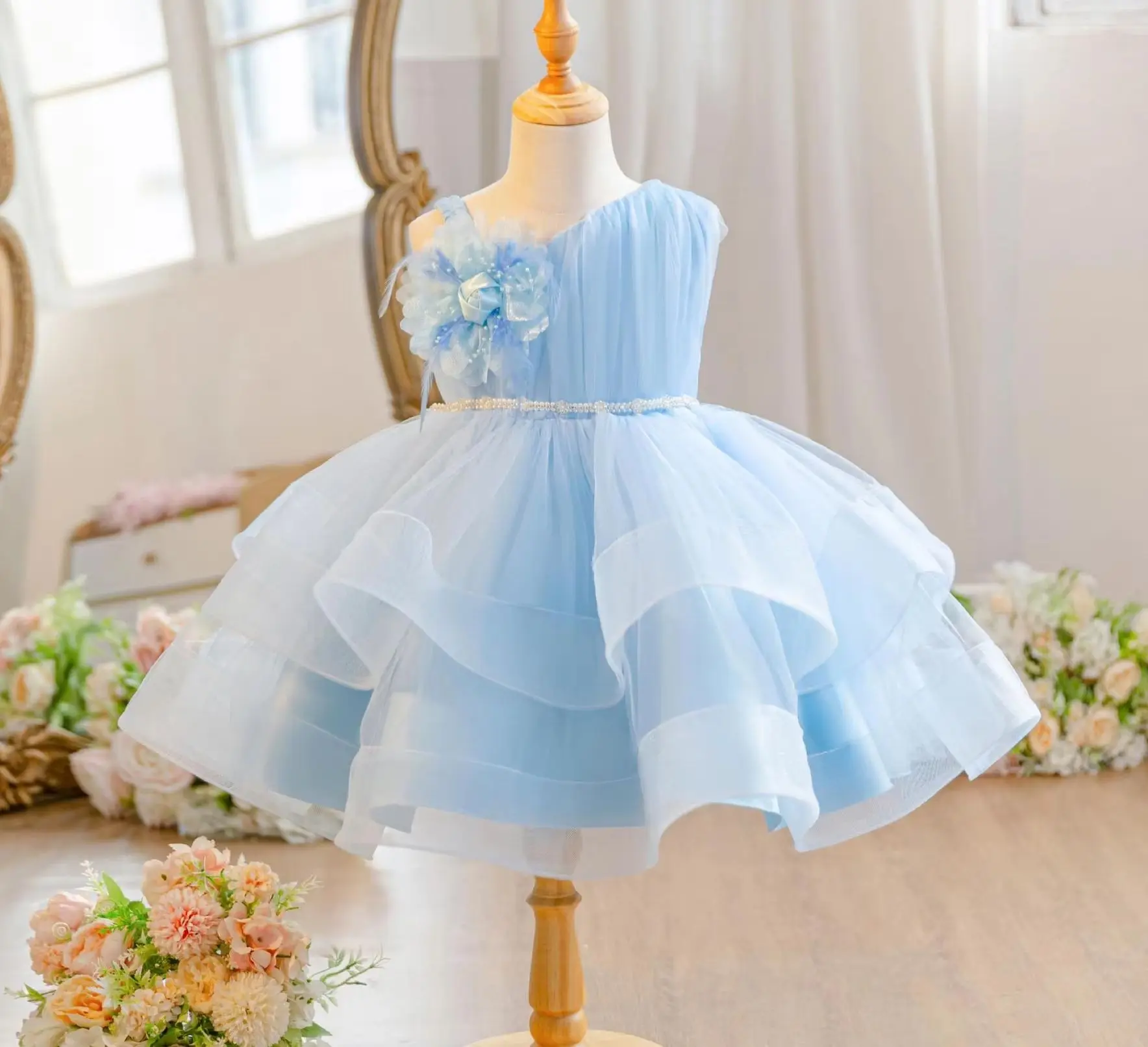 2026 Girl 1st Birthday Party Dress Girls' Puffy Dresses Ball Gown Kid Holiday Clothes Performance