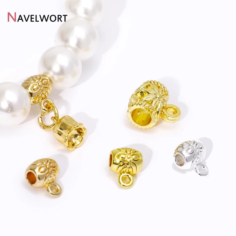 18K Gold Plated Tube Pendant Bail With Perpendicular Ring,Bailes For Jewelry,Brass Pendant Bail Connector,SupplIes For Jewelry
