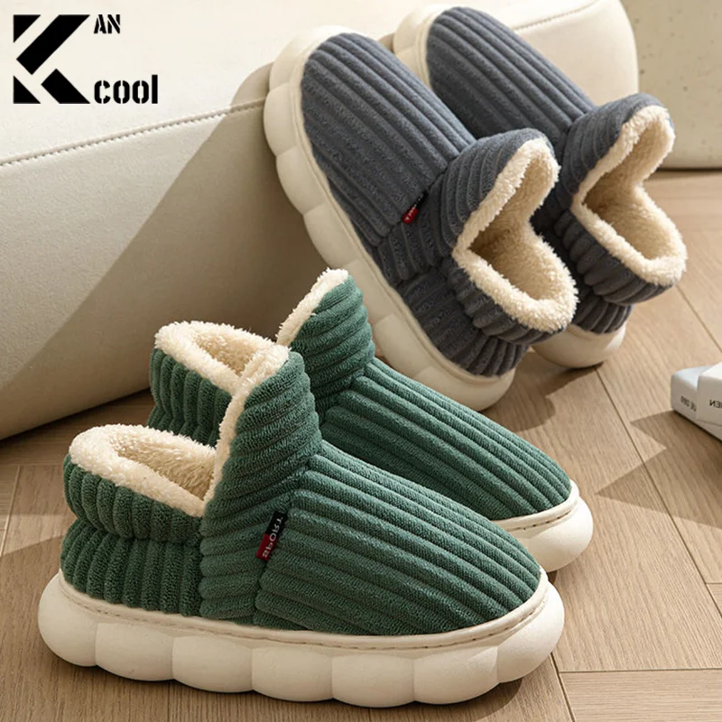 KANCOOL Women Fur Plush Slippers Men Winter Furry Fashion Warm Ankles Plush Cozy Slides For Home Indoor Soft Sole Cotton Shoes