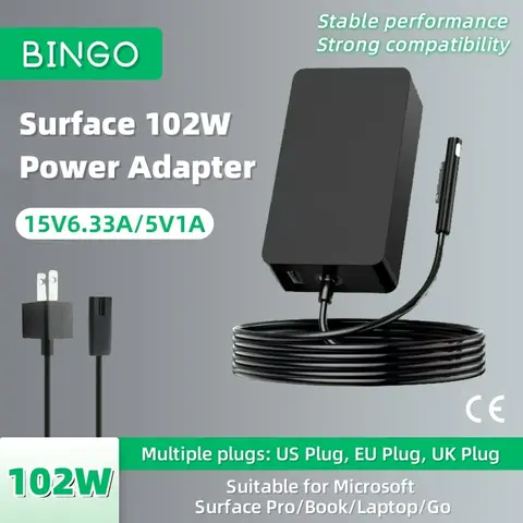 102W Replacement AC Charger Power Adapter for Microsoft Surface Book 2(1798 Model)&Surface Pro 3/4/5/6/7/8/9-Fast Charge,CE/FCC