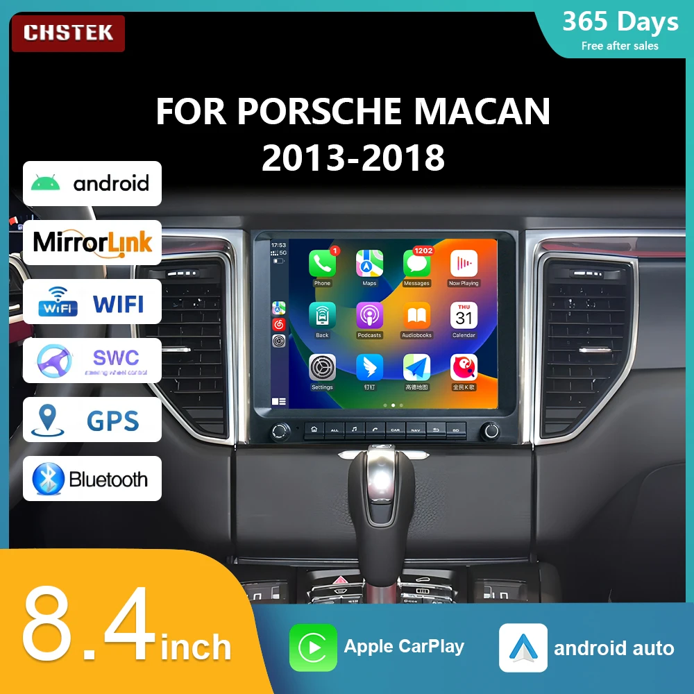 CHSTEK Car Radio Qualcomm Auto Stereo Carplay Android 13 for Porsche Macan 2013-2018 Multimedia Player Navigation GPS 4G Wifi