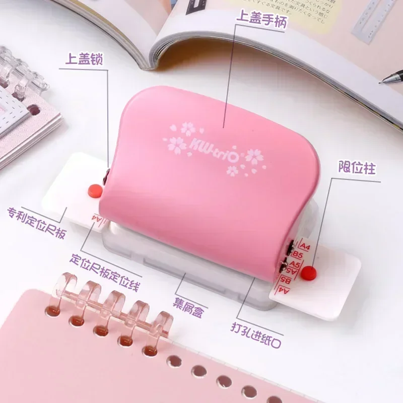 6-Hole Paper Punch Handheld Metal Hole Puncher Capacity 6mm for A4 A5 B5 for Notebook Scrapbook Diary Binding