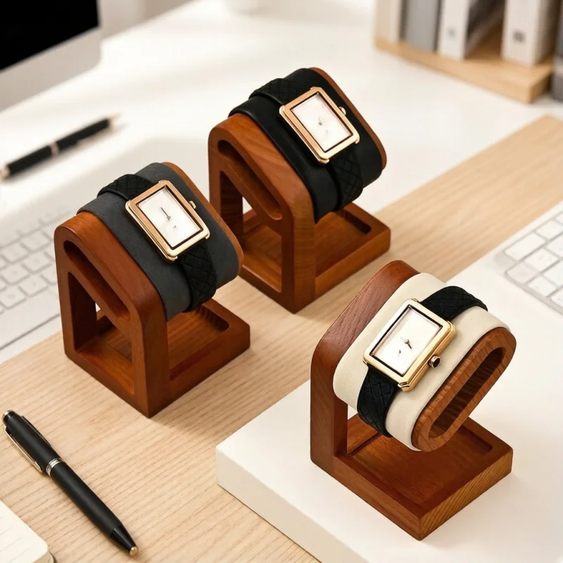 

WoodTen Solid Wood Watch Display Stand, Necklace Bracelet Organizer Rack, Bangle Scrunchie Headband Showcase Base