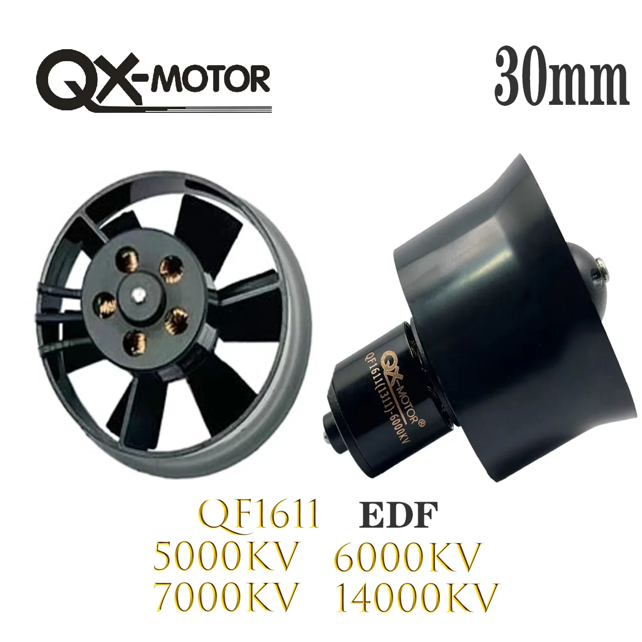 QX-Motor 30mm 6 Blades EDF QF1611 14000KV 7000KV 6000KV 5000KV Brushless Motor With 20A 3s 4s ESC for Fixed-wing Aircraft