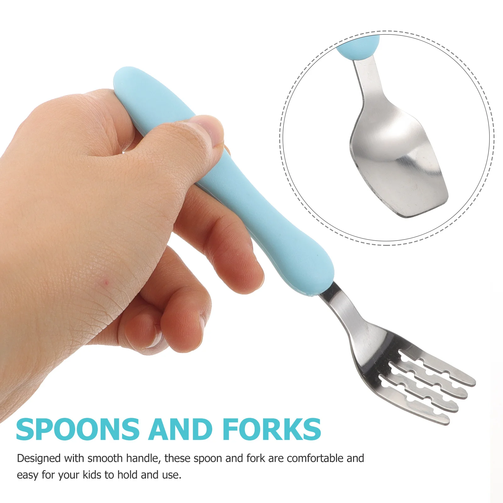 

1 комплект детской посуды для самостоятельного кормления, ложка-вилка для малышей, тренировочная портативная, легкая, безопасная для путешествий, набор ложек и вилок для малышей