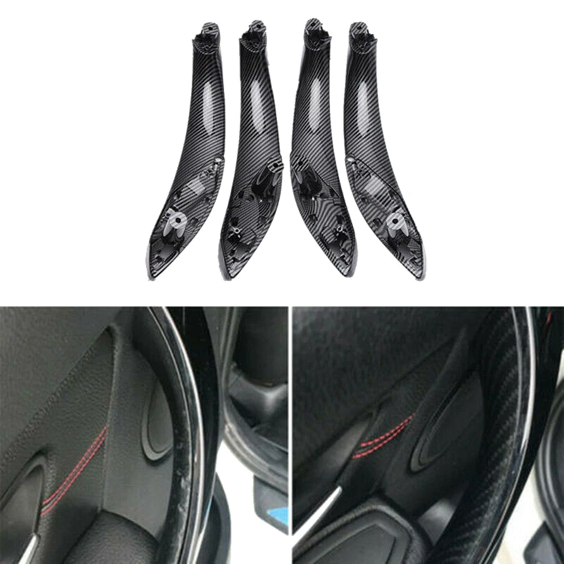 Four Doors Carbon Fiber Car Interior Inner Door Pull Handle Cover Kit For-BMW 3 4 Series F30/F31/F34 F32/F33/F36 2012-18