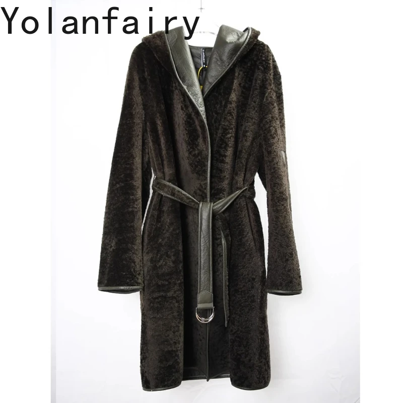 

Natural Lamb Leather Fur Jacket for Women 2024 Winter Hooded Real Fur Coat Luxury Mid-length Fur Coats and Jackets Abrigo Mujer