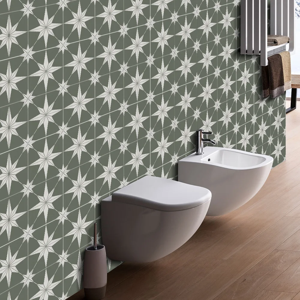 Geometric Triangle Wall Tile Stickers, Waterproof Self-Adhesive Removable Kitchen Bathroom Home Decor Wall Decals