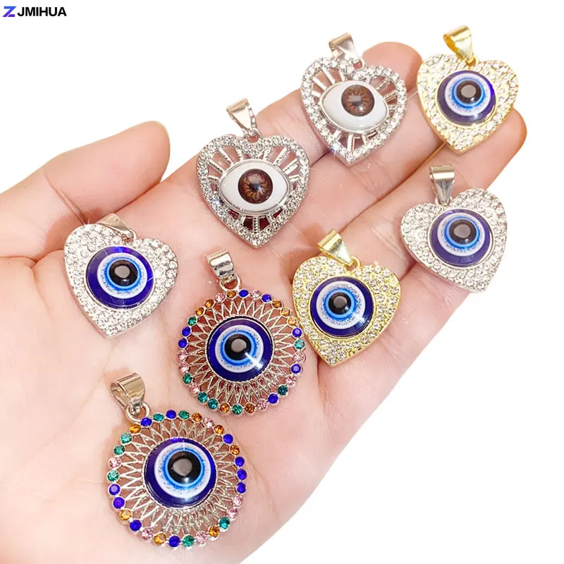 Blue Turkish Evil Eye Charms For Jewelry Making Crystal Pendants Accessories For DIY Designer Luckly Amulet Necklaces Bracelets