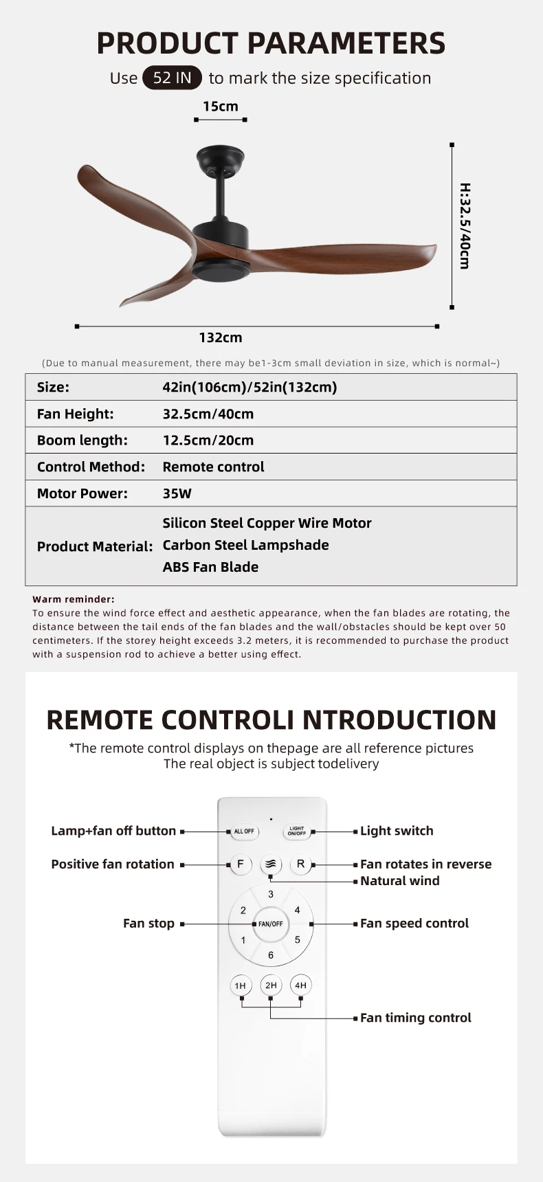 FUMANJIA 52-Inch BLDC Ceiling Fan for Home – Quiet, Remote Control — detail 6