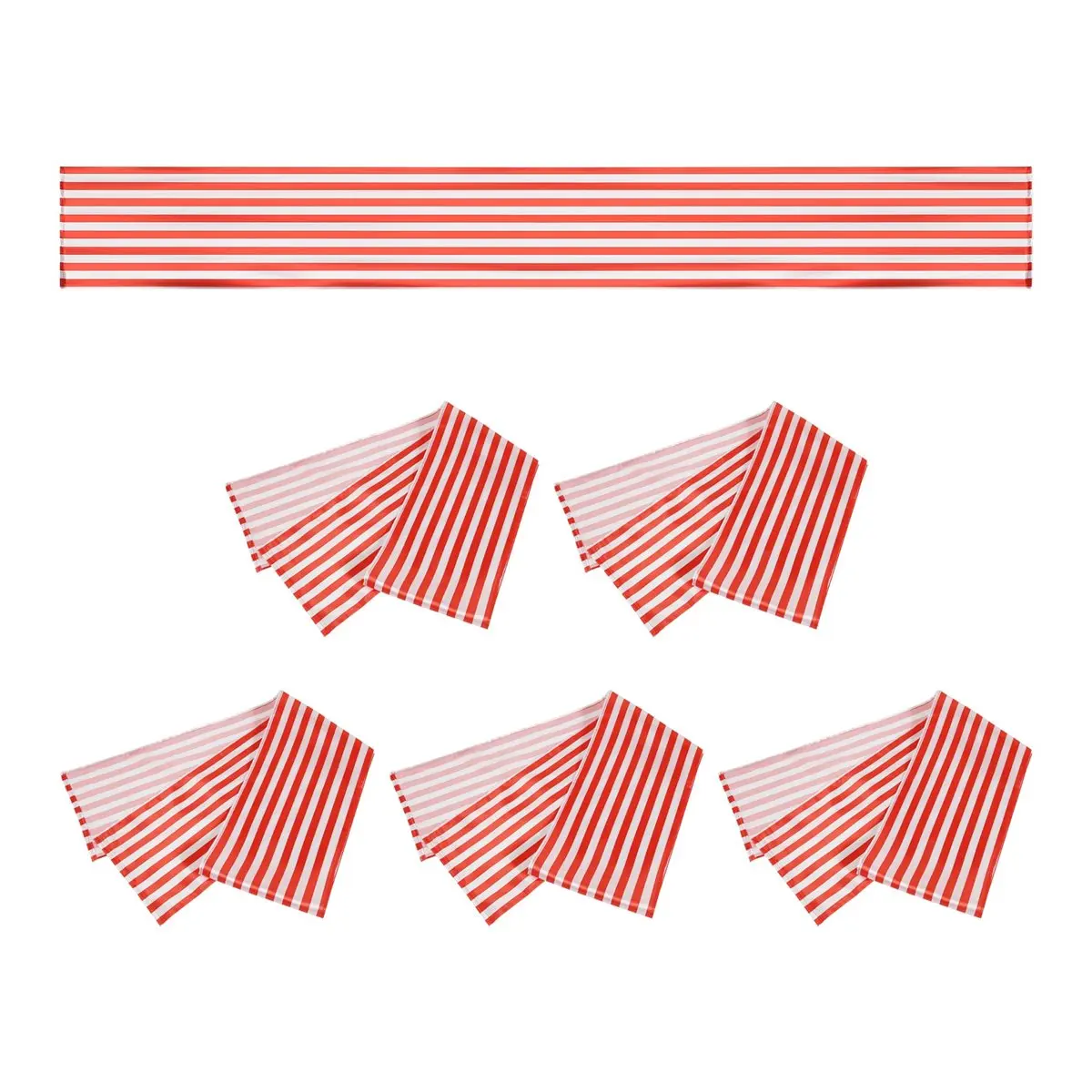 MALL 6 Pieces Striped Table Runner Wedding Polyester Table Decor Red White Striped Design Tablecloth Decor 12 x 108 Inch