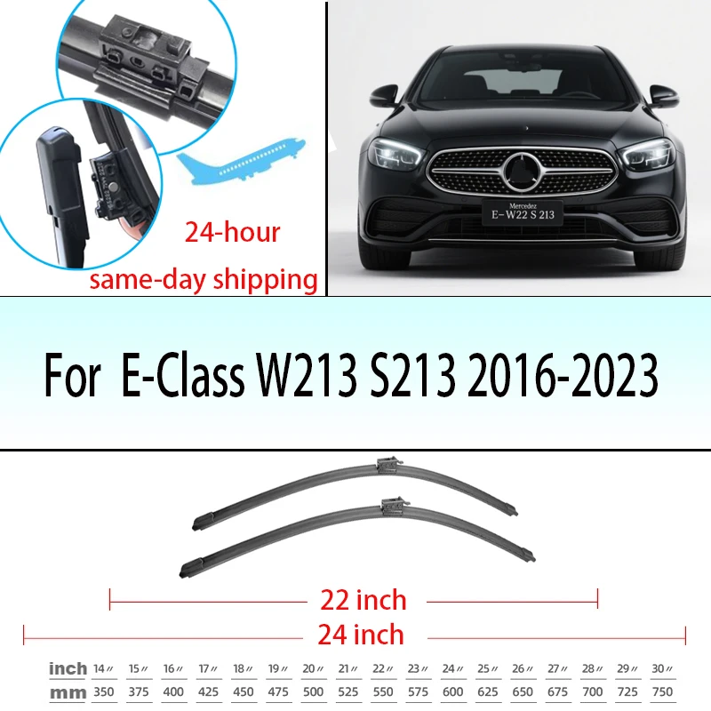 

Front Wiper Blades For Mercedes Benz E-Class W213 S213 2016-2023 2021 2022 Windscreen Windshield Window 24"+22" E300 E63 E220d