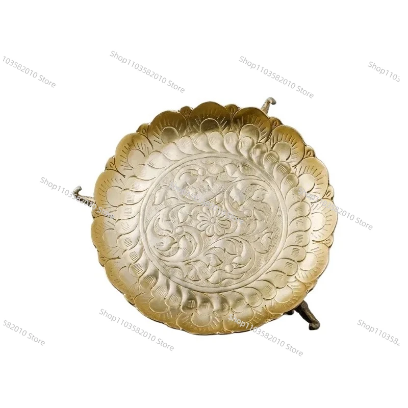 Light Luxury Retro Court Style Copper Elephant Tray, High Brass Storage Dish Coffee Table Dessert Table Decorative Ornament