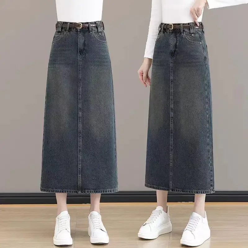 

Tight Women's Denim Skirt High Waist Long Wrap Female Jeans Skirts Maxi Luxury Elegant Chic Y2k Vintage Streetwear Quality Cheap