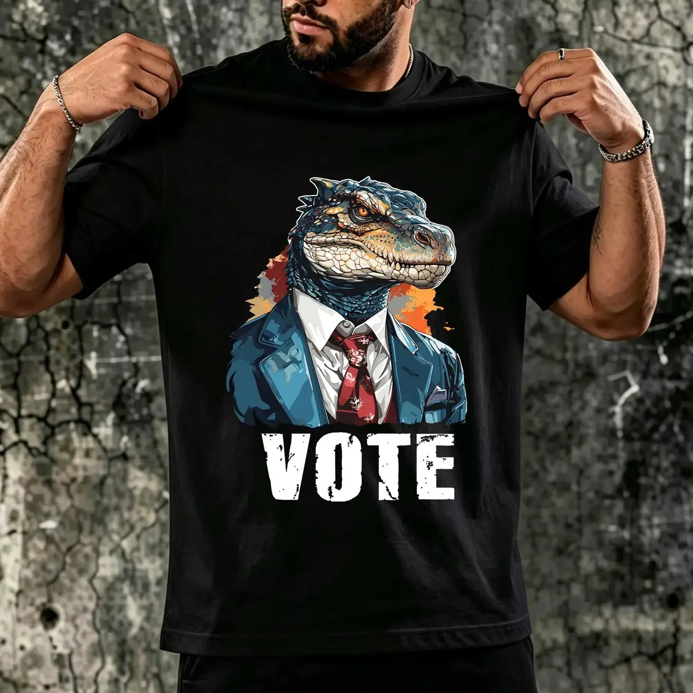 washed T Shirt NEW LIMITED Funny Reptilian For President Election Voting Size S 3XL long or short sleeves vintage Washed homme