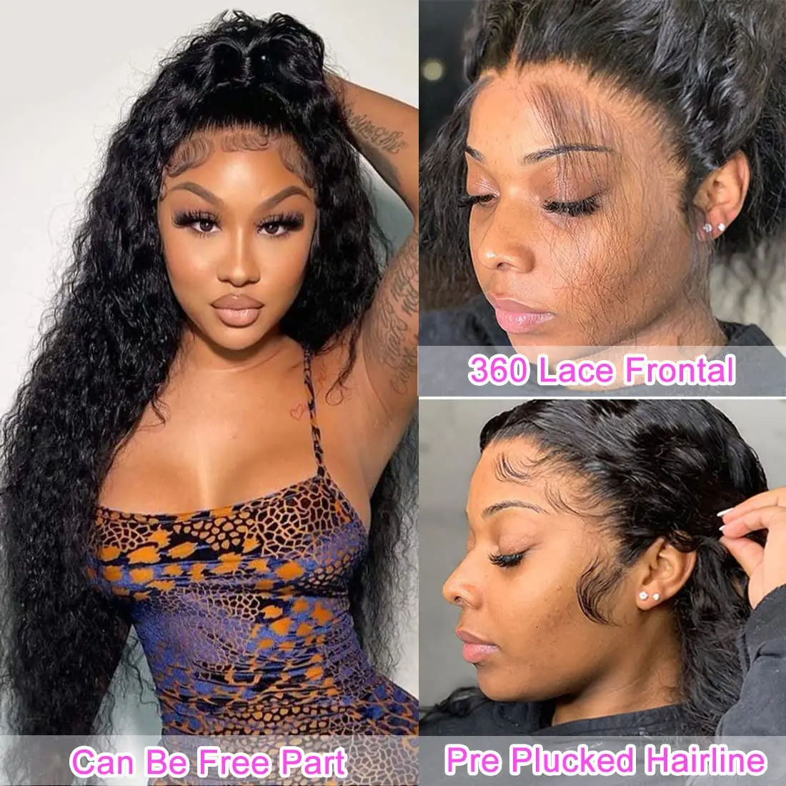 360 Deep Wave Lace Frontal Wigs Human Hair Pre Plucked 360 Full Lace Frontal Wigs HD Transparent Deep Curly Wigs for Black Woman