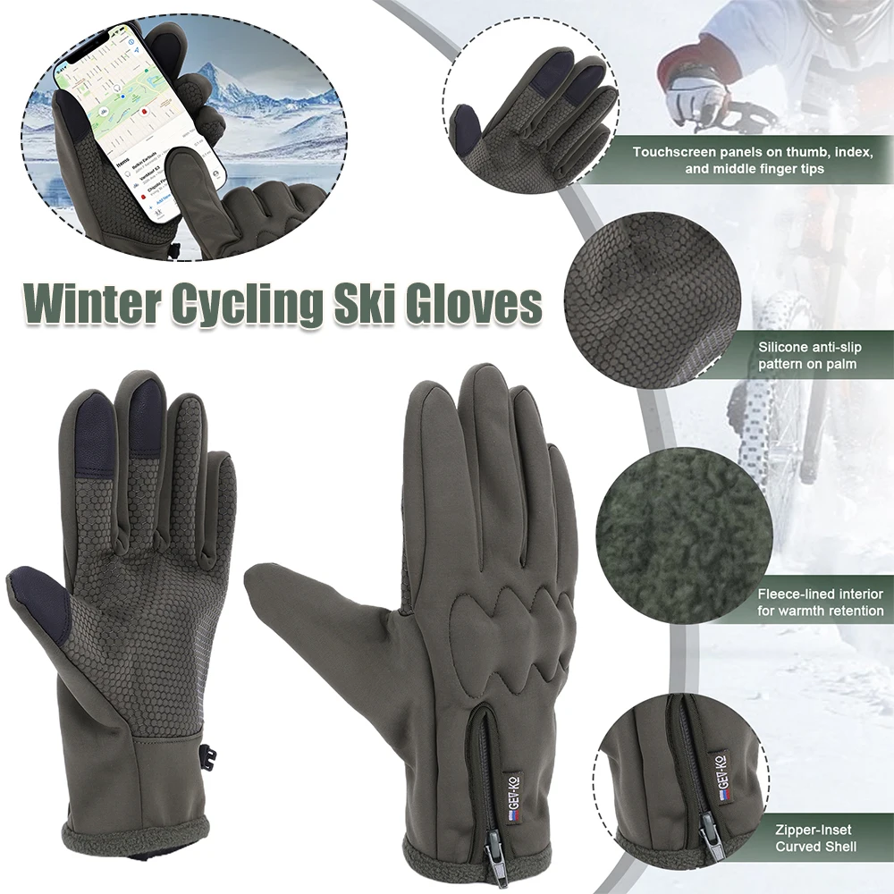 

Hiking Motorcycle Gloves Waterproof with Touchscreen Finger Winter Fishing Gloves Winter Thermal Fleece Lined for Outdoor Sports