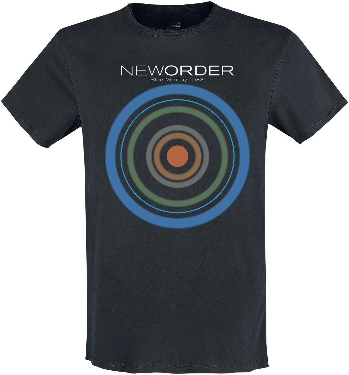 

Crew Neck T - Shirt with New Order Blue Monday 1988 Circle Creative - Inspired Graphic Featuring Rock Art for Fans New Order