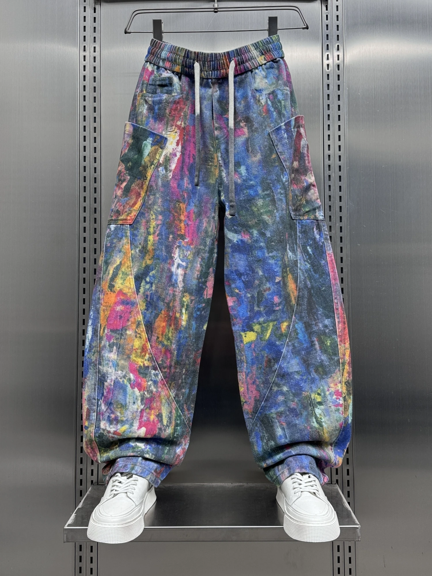 

Стильные рабочие брюки прямого кроя Rainbow Knife, повседневные, свободные, весенне-осенние, мужские, модные, с завязками на талии, карго