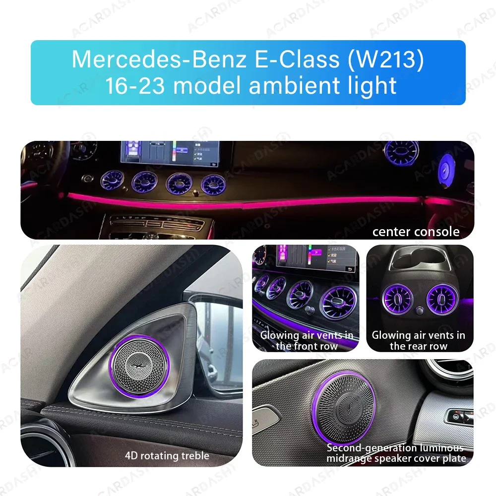 Car Atmosphere Light Rear Front Turbine Air Vent Ambient Light 4D Rotary Treble Speaker Light for Mercedes Bens E class W213