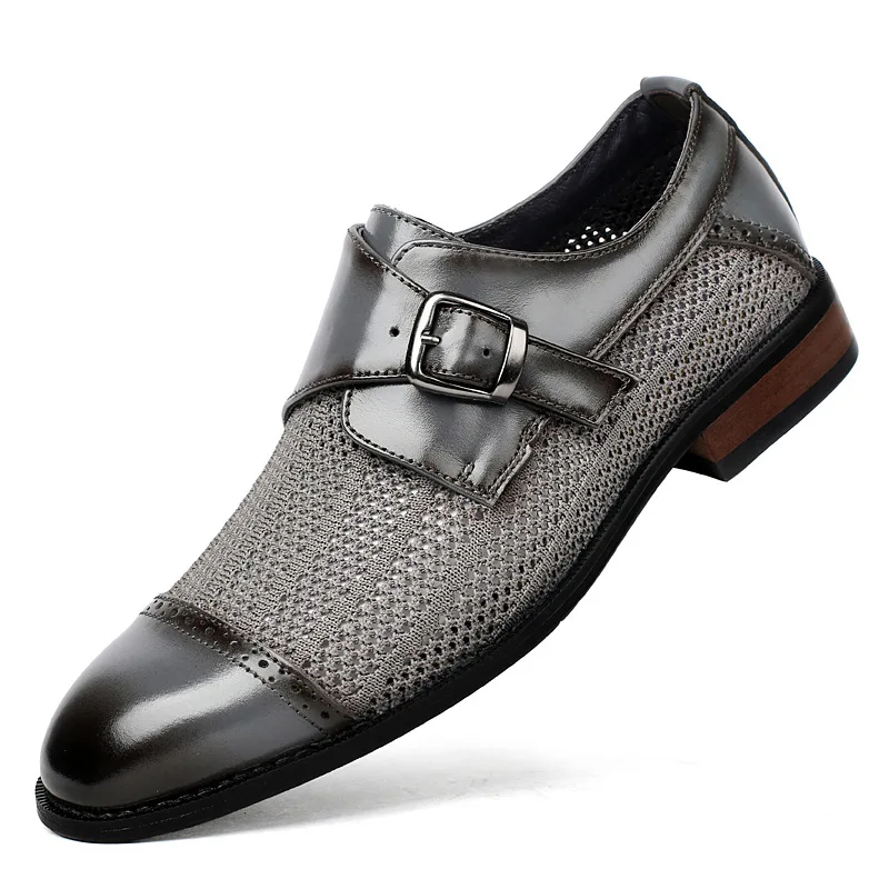 

New style of fashionable men's luxury hollowed-out casual leather shoes, Korean style, trendy and breathable
