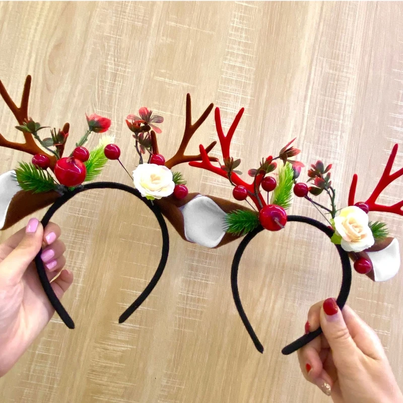 

Deer Ears Headwear Antlers Headband Christmas Elk Hairband Party Props