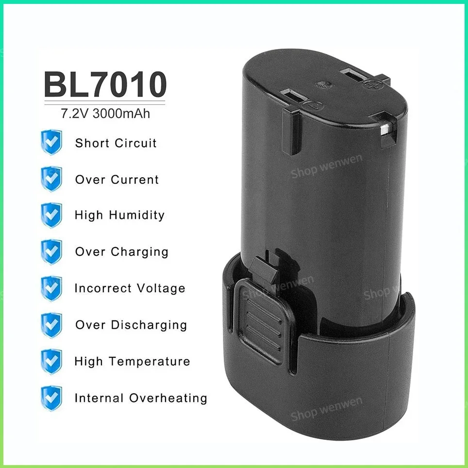 Imagem -04 - Substituição da Bateria Li-ion Makita Ferramentas Elétricas Bl7010 1943554 Td020 Td020d Td020ds Df330d Ml704 Td090d 7.2v Bl7010 3000mah