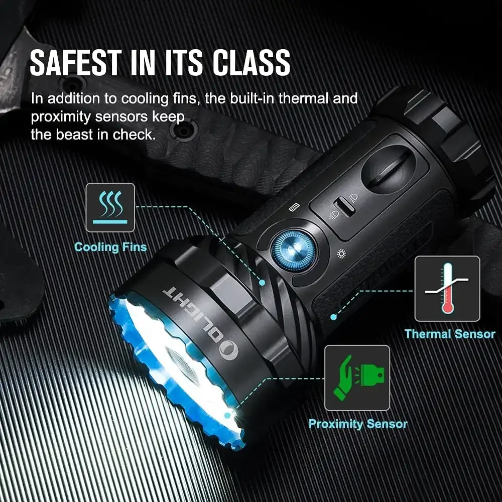 Olight Marauder 2 Tactical LED Ultra Bright Flashlight 800meters Beam Throw 14000Lumens USB-C Rechargeable IPX8 Built-in Battery