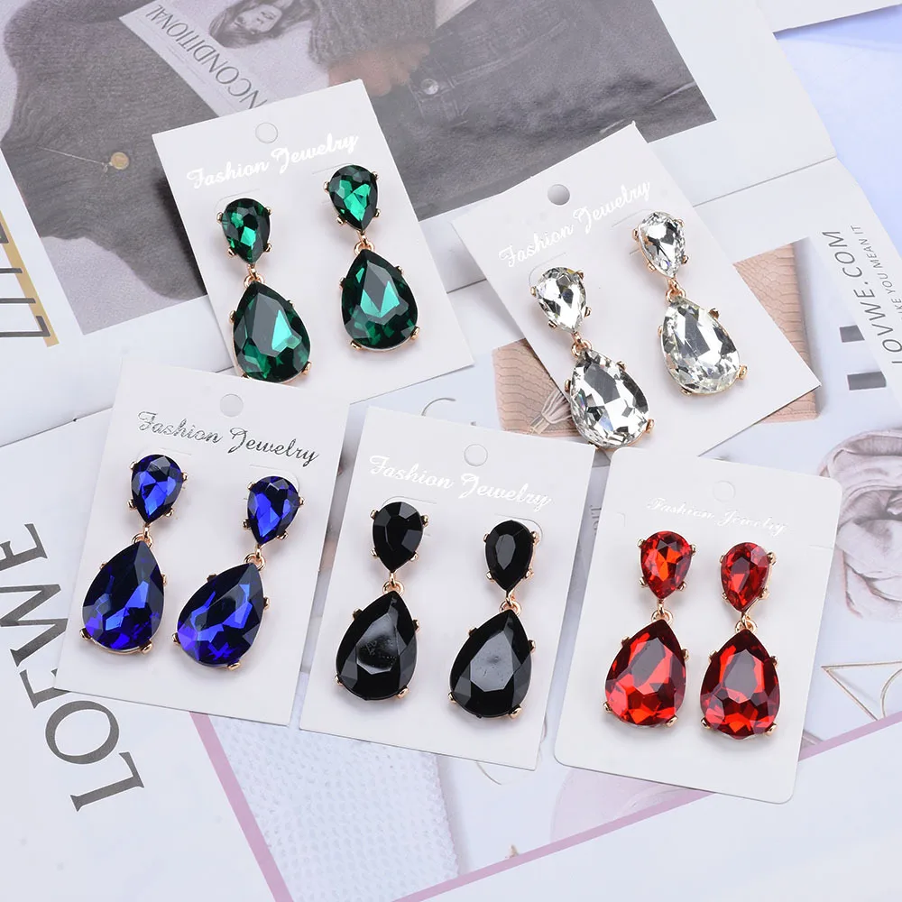 Classic hot-selling water drop earrings, glass diamond earrings, women's cross-border e-commerce hot-selling earrings, wholesale