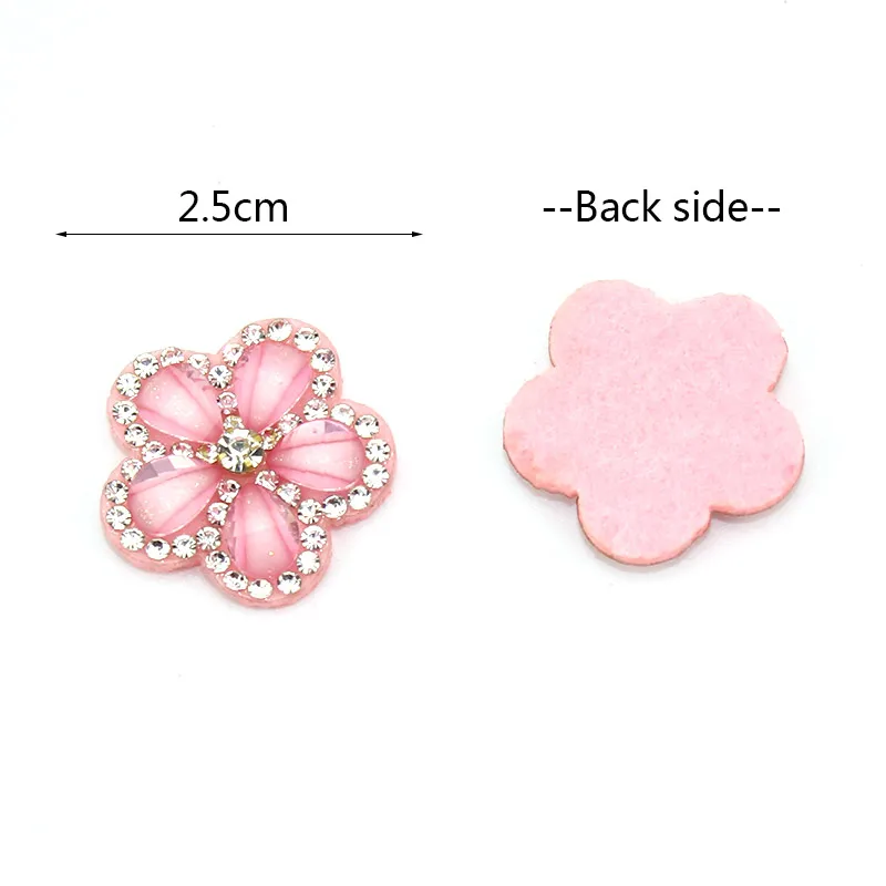 18Pcs 2.5cm Acrylic&Rhinestone Flowers Headwear Appliques Crafts Decor Accessories Shoes Bags Clothes Stick on Patches Wholesale