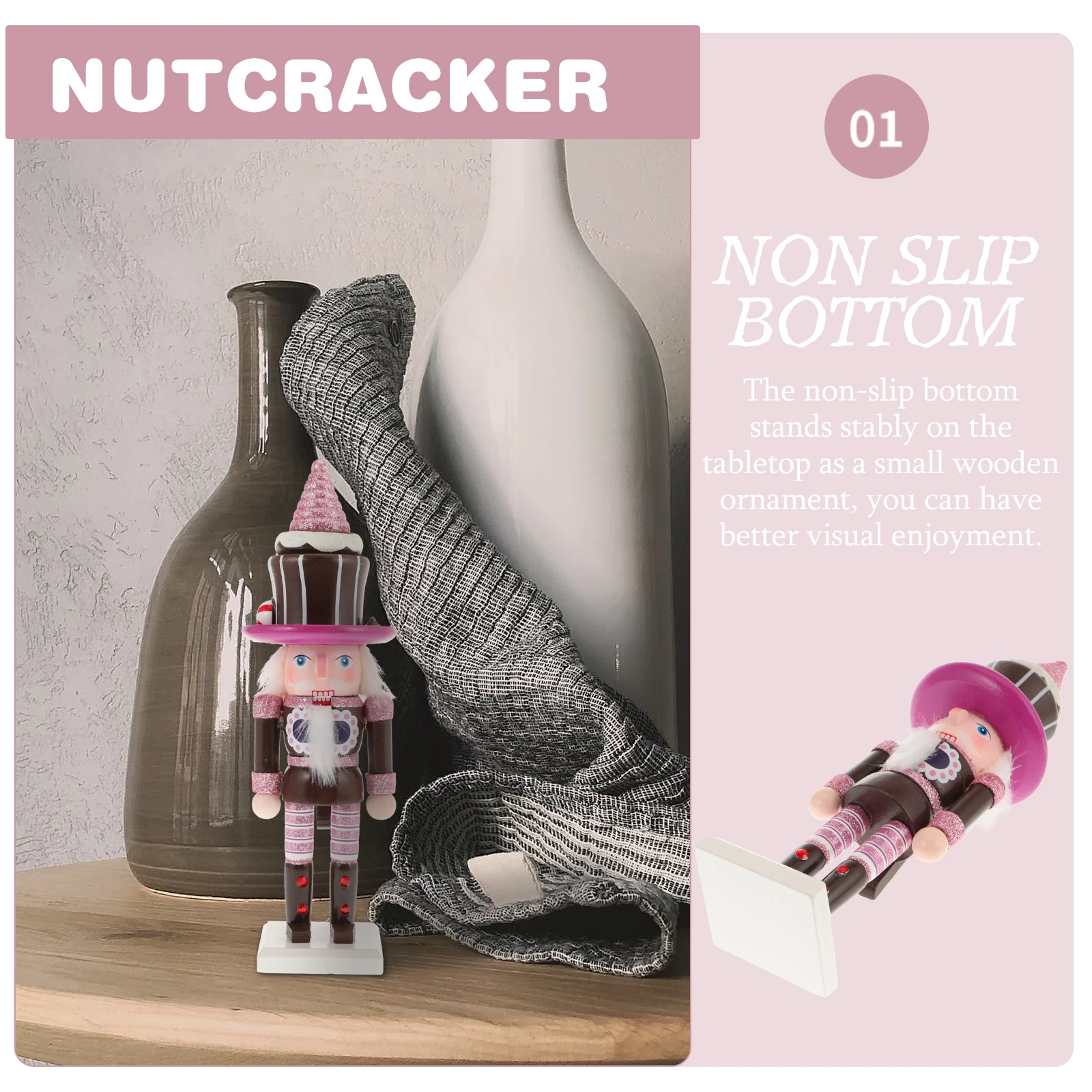 

Nutcracker Wooden Xmas Ornament Small Size Smooth Finish Decorative Mini Nutcracker Decoration Christmas Craft