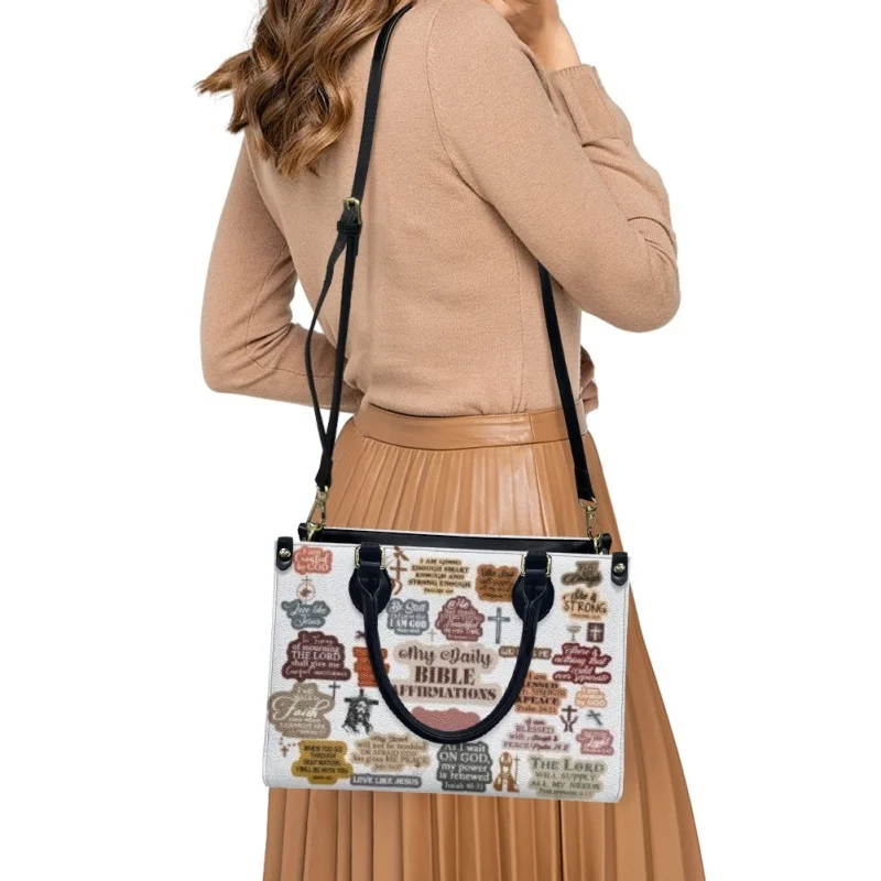 Gott sagt, ich bin Leder handtasche Vintage kleine Umhängetasche Mode Umhängetaschen Pu Leder Top Griff Clutch personal isiert