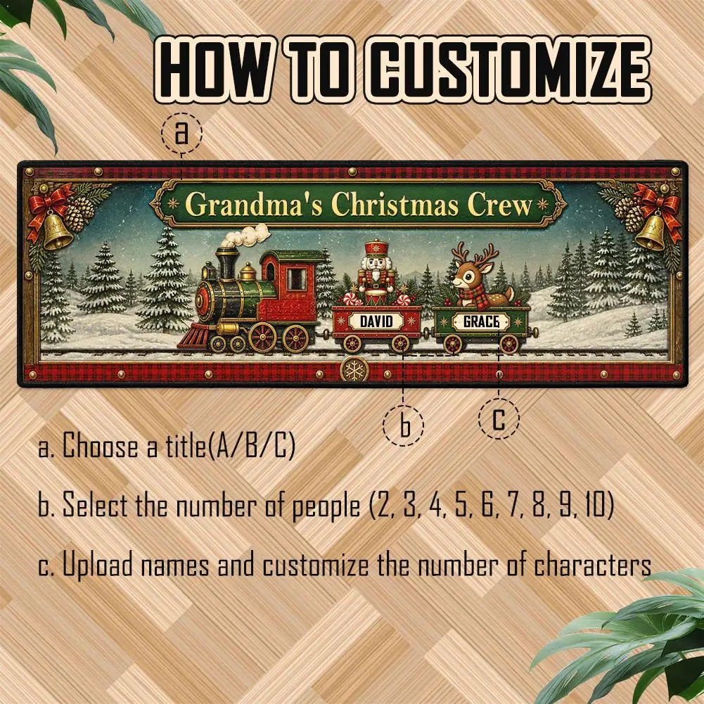 Christmas Train Runner Rug Festive Holiday Hallway Runner Mat Long Corridor Carpet Winter Entryway Home Decor