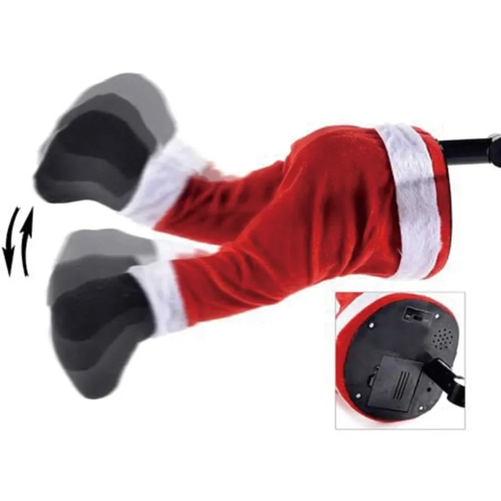 Décorations d'arbre de noël amusantes, elfe du père noël électrique secouant les jambes suspendues, affichage du pied oscillant, ornement d'arbre créatif, Festival