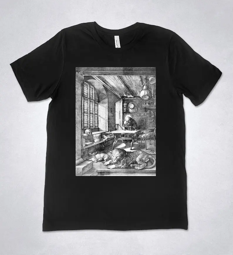 Albrecht Durer t-shirt - Saint Jerome in His Study, German Renaissance art shirt, Engraving t-shirt, Religious art, Gothic Art t