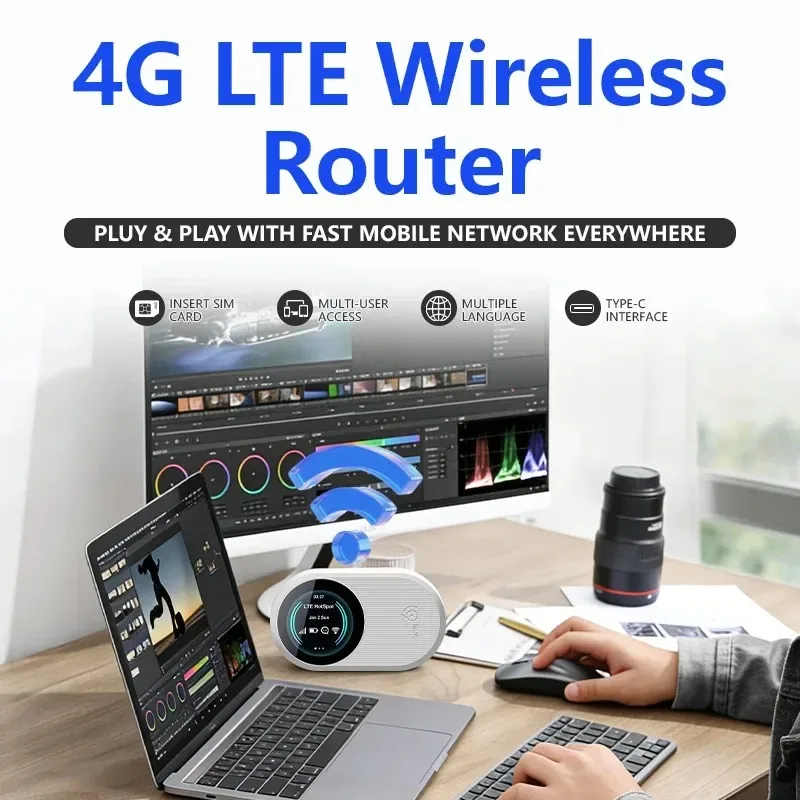 KEBIDU 4G LTE WiFi 6 Pocket WiFi Router 300mbps Mobile Router 3000mAh Sim Card Modem Portable Travel MiFi Hotspot