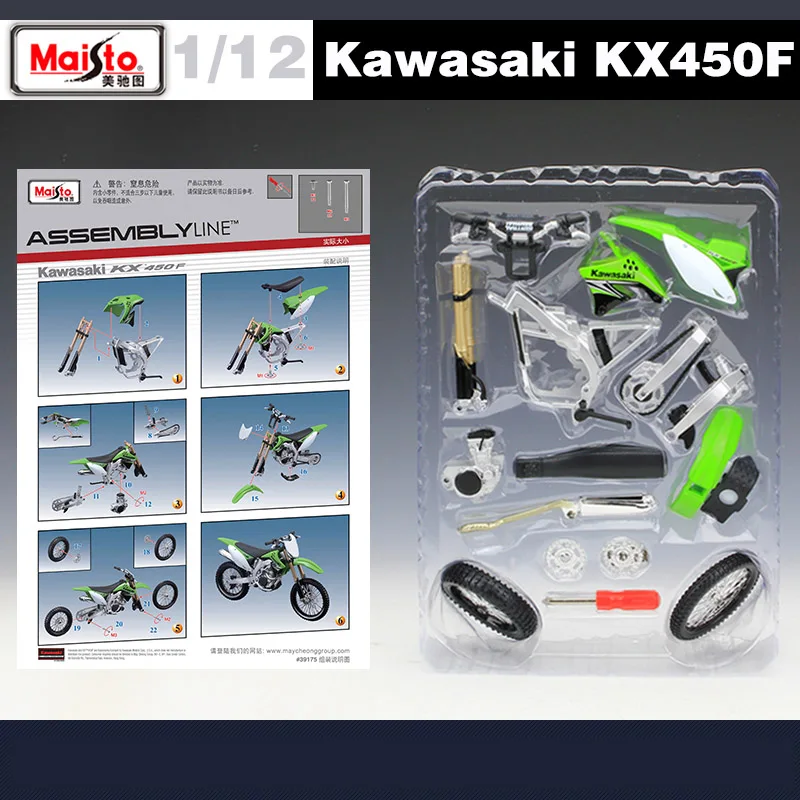 Maisto 1:12 Kawasaki KX450F Assembly Version Alloy Motorcycle Model Diecast Metal Toy Motorcycle Model Collection Children Gift