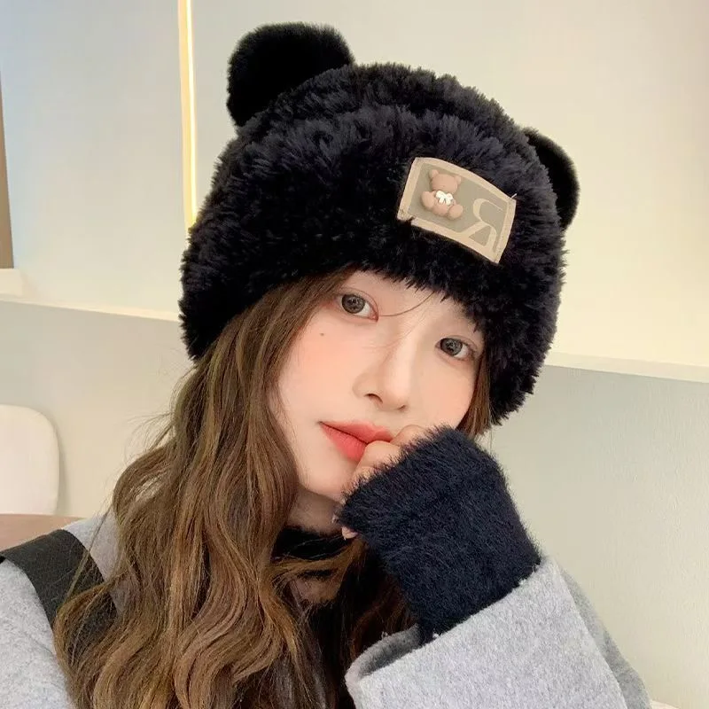 Letter Bear Ears Knittedcute Woolen Hat Beanie Hat Cat Ears Beanie All-Match Skull Lovely Cap Winter/Autumn Cute Popular Hat image 2