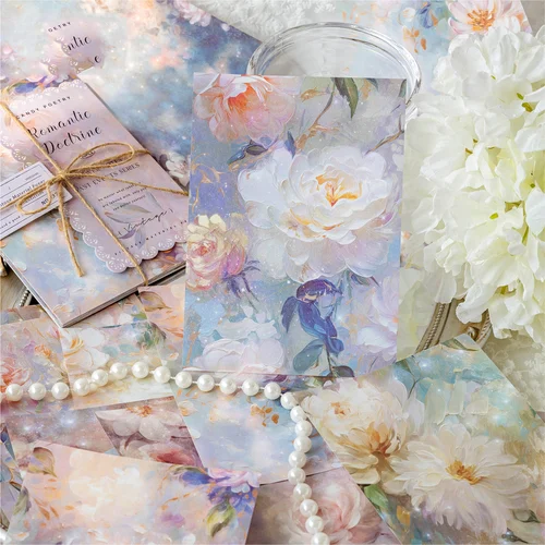 Imagen 2 del producto Carta de flores serie aprobada Vintage encaje flor mariposa paisaje Material papel creativo DIY diario basura Collage papelería