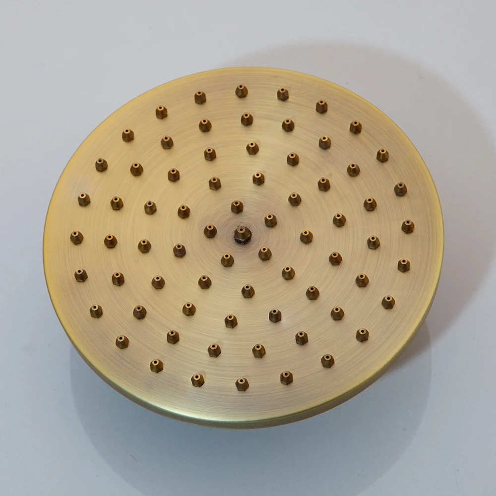 JIENI 8 inch Antique Brass Round Wall Mounted Bathroom Rainfall Shower Faucet Set Head 2 Handles Shower Shower Set Black ORB