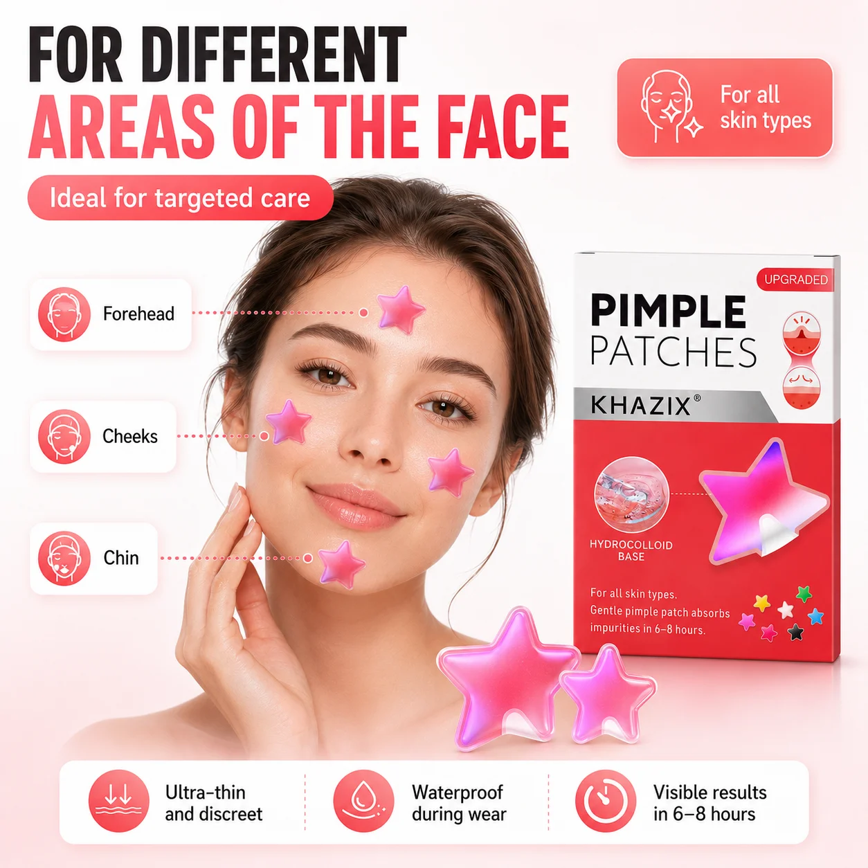 

Star-Shaped Pimple Patches, 7 Color Hydrocolloid Acne Spot Covers, 125pcs, Ultra-Thin, Waterproof, Easy to Use